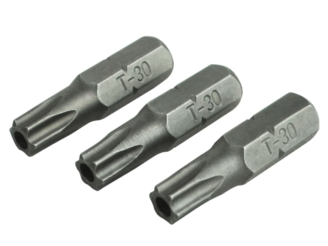 Faithfull Security S2 Grade Steel Screwdriver Bits T30S x 25mm (Pack 3) FAISBT3025S