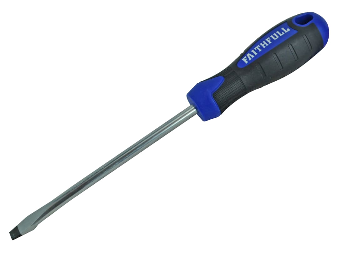 Faithfull Soft Grip Screwdriver Flared Slotted Tip 8.0 x 150mm FAISDF150