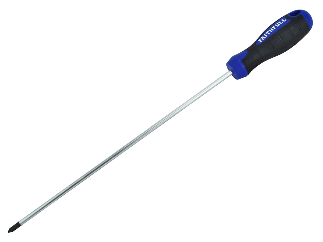Faithfull Soft Grip Screwdriver Pozidriv Tip PZ1 x 250mm Long Reach FAISDPZ1L