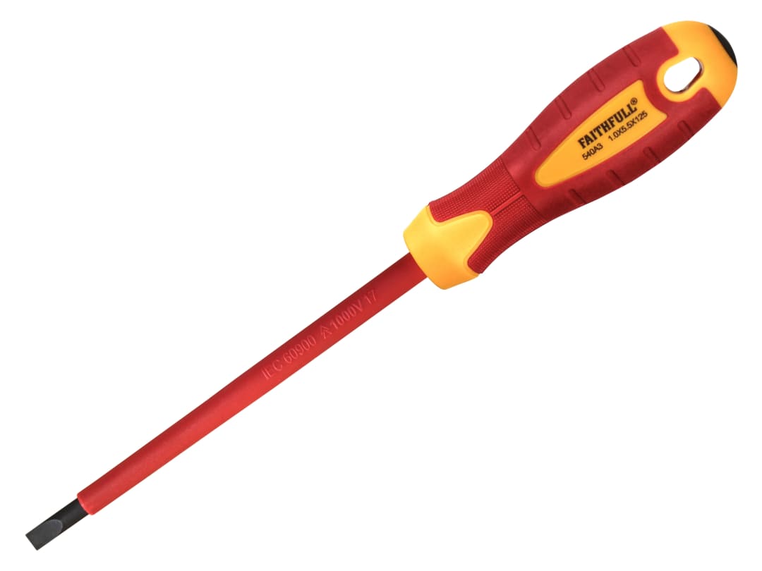 Faithfull VDE Soft Grip Screwdriver Parallel Slotted Tip 5.5 x 125mm FAISDVDE55