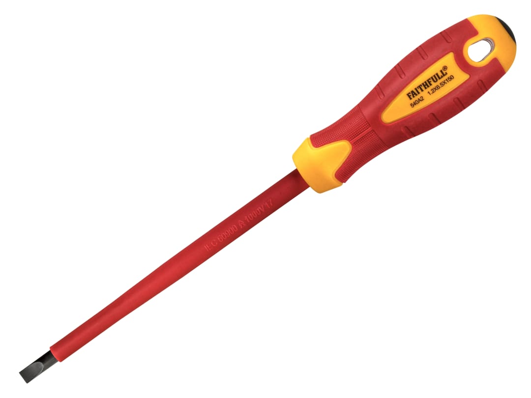 Faithfull VDE Soft Grip Screwdriver Parallel Slotted Tip 6.5 x 150mm FAISDVDE65