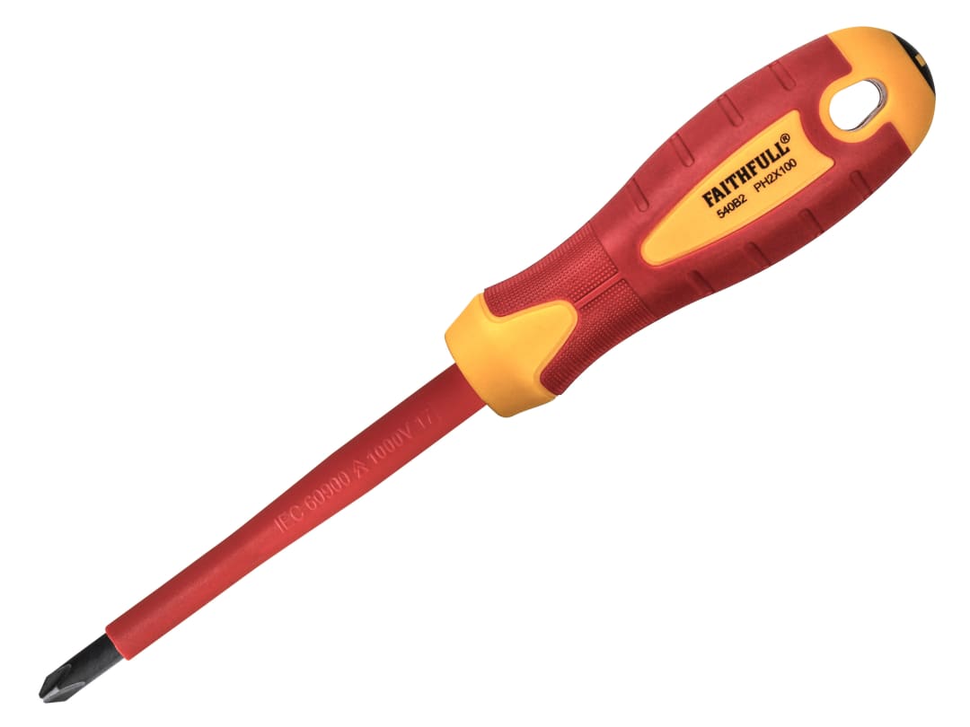 Faithfull VDE Soft Grip Screwdriver Phillips Tip PH2 x 100mm FAISDVDEPH2