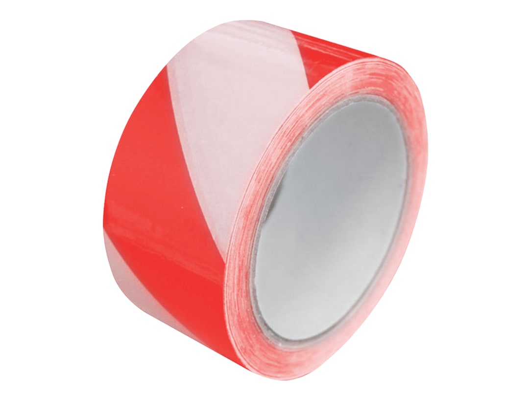 Faithfull Laminated Self-Adhesive Hazard Tape Red/White 50mm x 33m FAITAPERWLAM