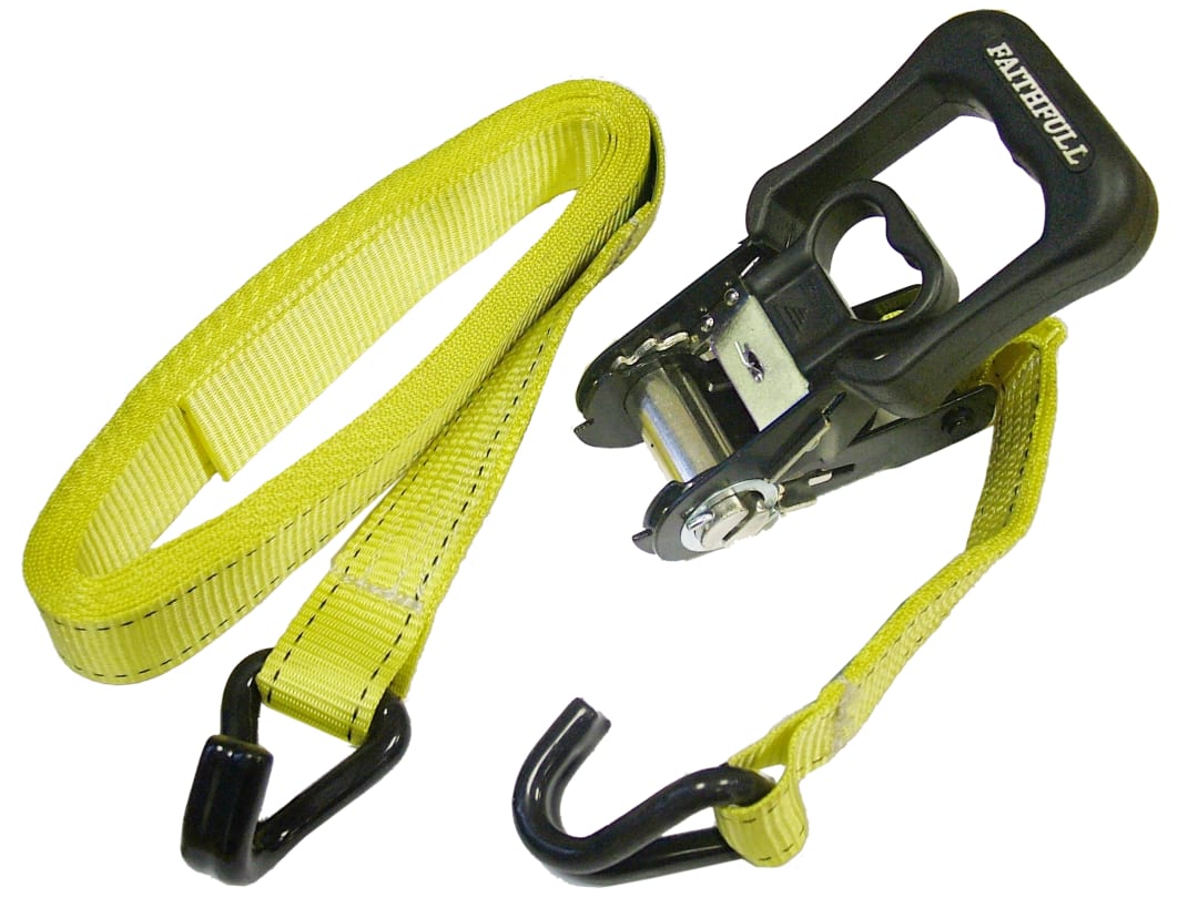 Faithfull Ratchet Tie-Down J-Hook 5m x 32mm Breaking Strain 1320kg Piece FAITDRAT51JH