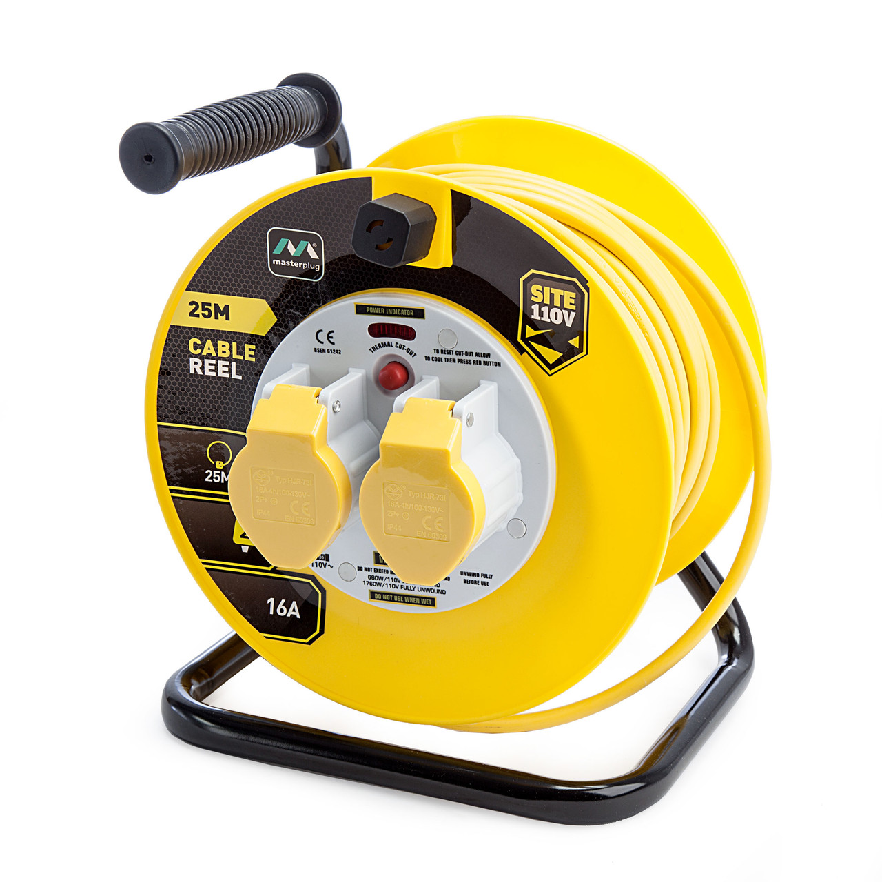 Masterplug LVCT2516-2-MP 16A 2 Gang Cable Reel 25m (110V) LVCT2516-2-MP