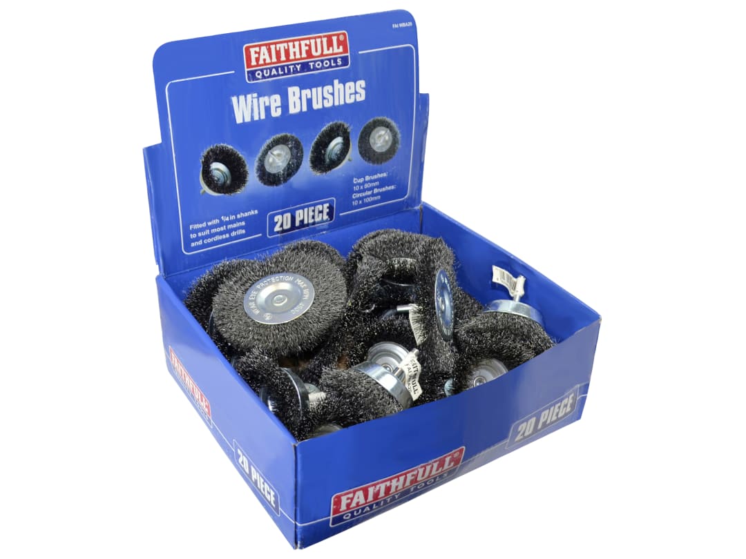Faithfull Wire Brush Assortment 20 Piece FAIWBA20