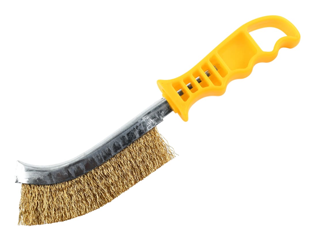 Faithfull Wire Scratch Brush Brass Yellow Handle FAIWBHANDB