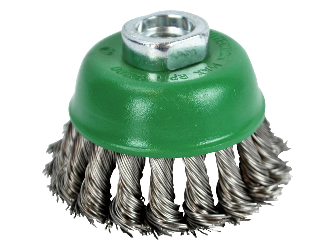 Faithfull Wire Cup Brush Twist Knot 65mm M14x2, 0.50mm Stainless Steel Wire FAIWBT65S