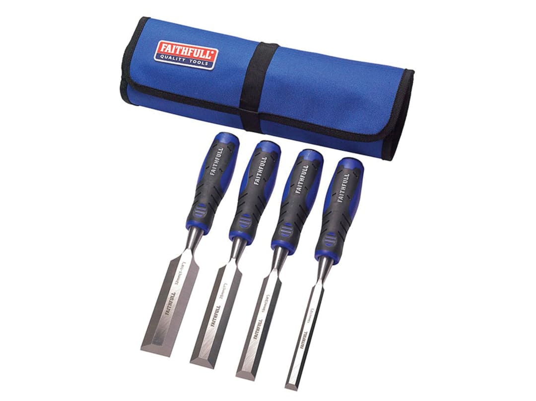 Faithfull Soft Grip Chisel Set + Chisel Roll, 4 Piece FAIWCSGS4CR