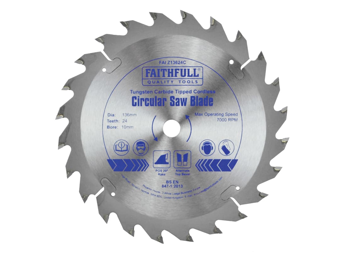 Faithfull TCT Cordless Trimsaw Blade 136 x 10mm x 24T POS FAIZ13624C
