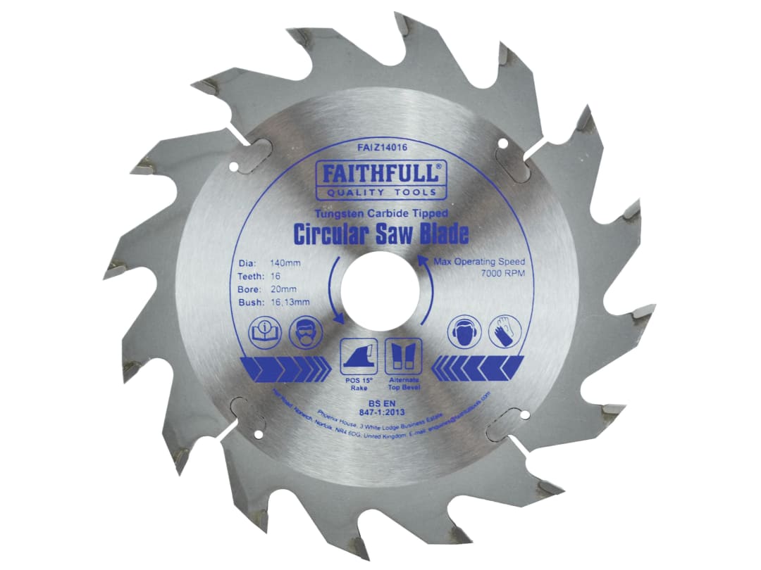 Faithfull TCT Circular Saw Blade 140 x 20mm x 16T POS FAIZ14016