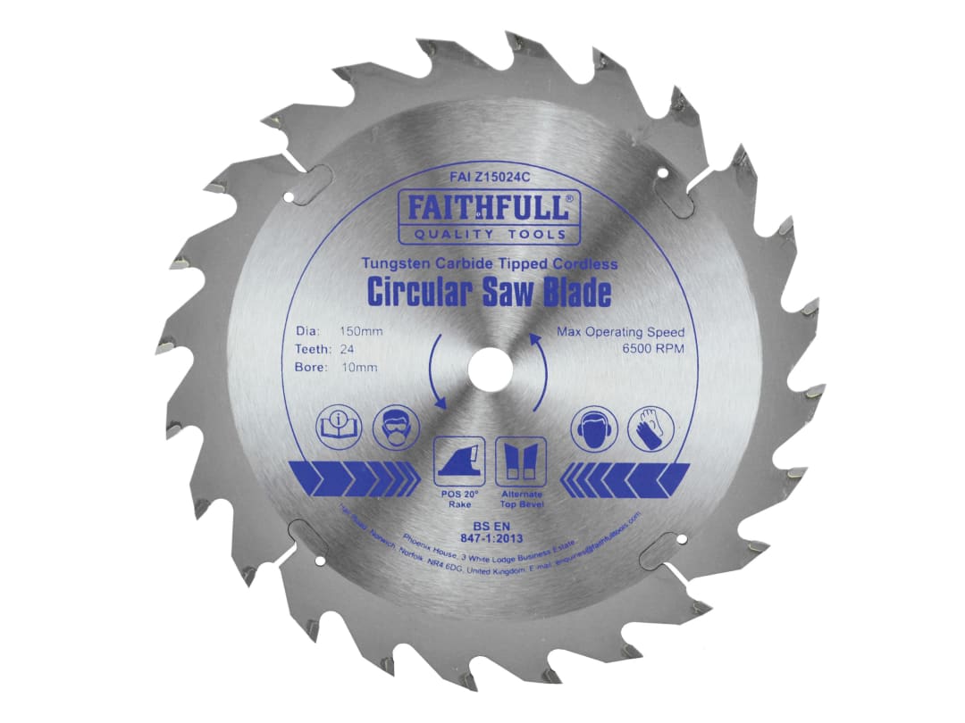 Faithfull TCT Cordless Trimsaw Blade 150 x 10mm x 24T POS FAIZ15024C