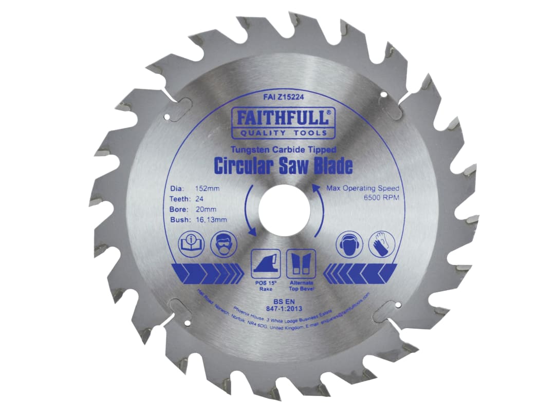Faithfull TCT Circular Saw Blade 152 x 20mm x 24T POS FAIZ15224