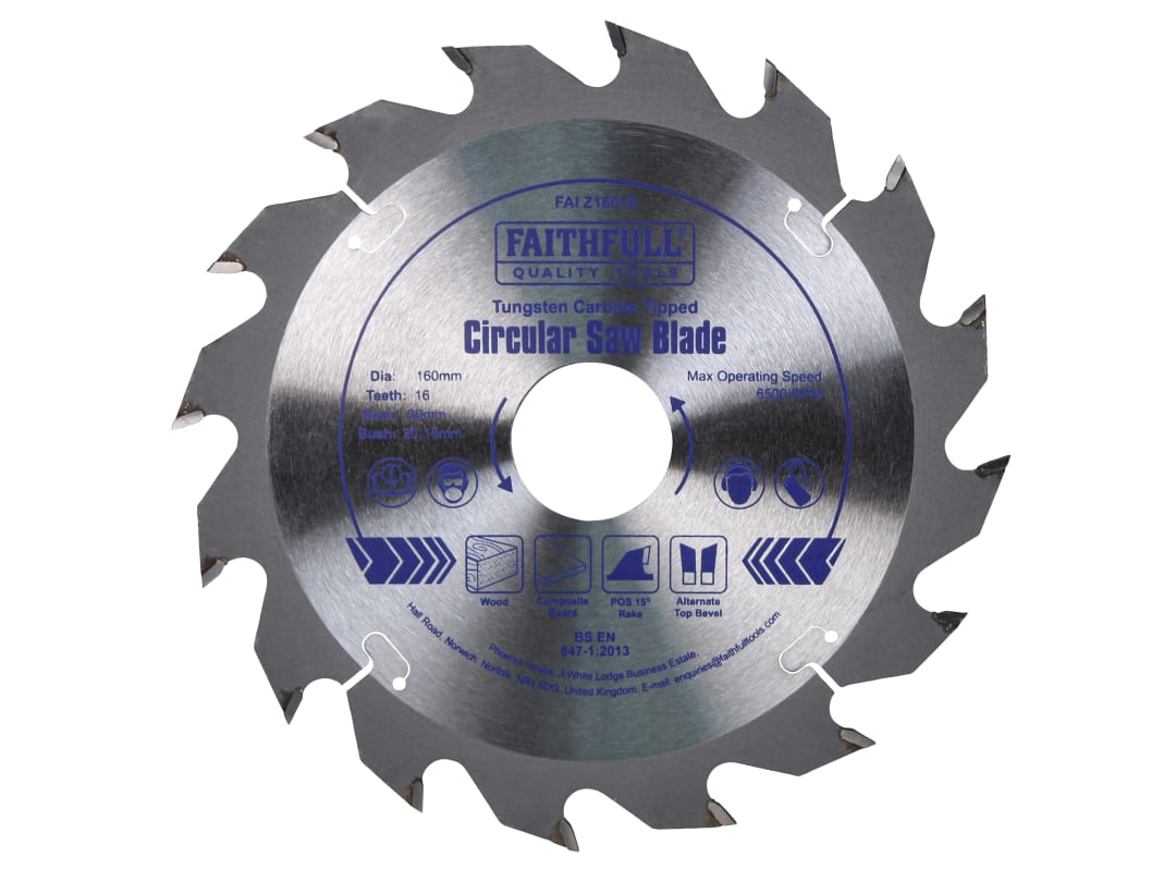 Faithfull TCT Circular Saw Blade 160 x 30mm x 16T POS FAIZ16016