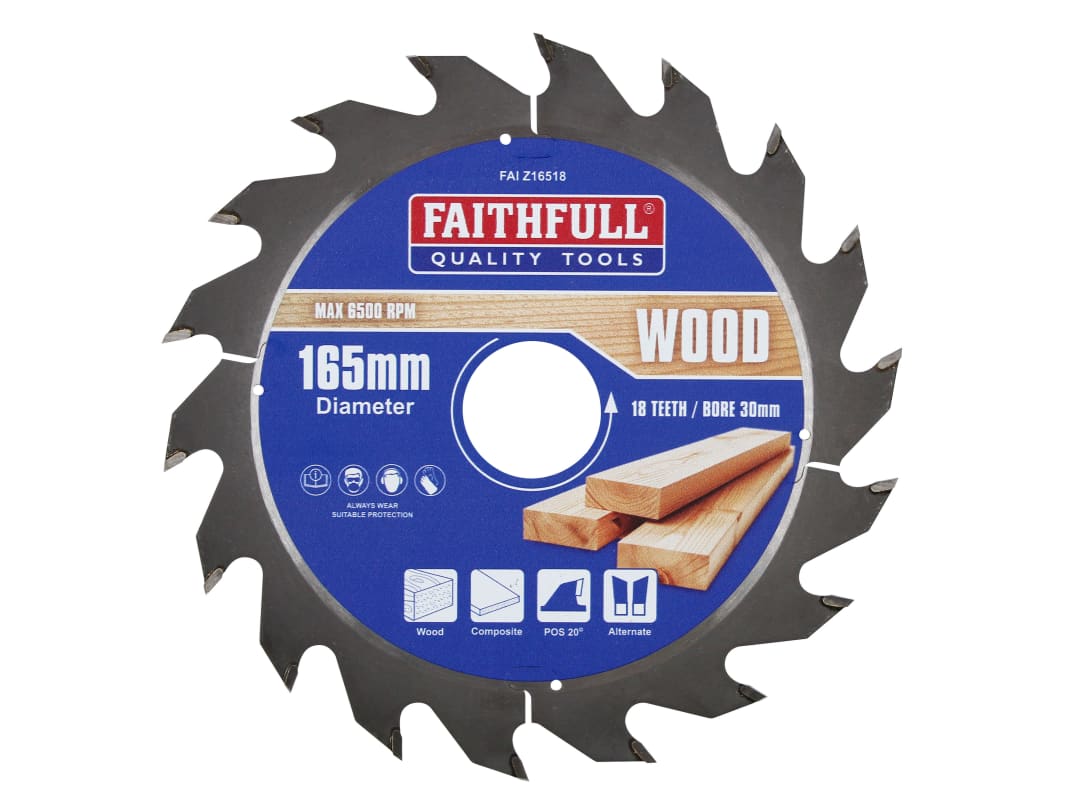 Faithfull TCT Circular Saw Blade 165 x 30mm x 18T POS FAIZ16518