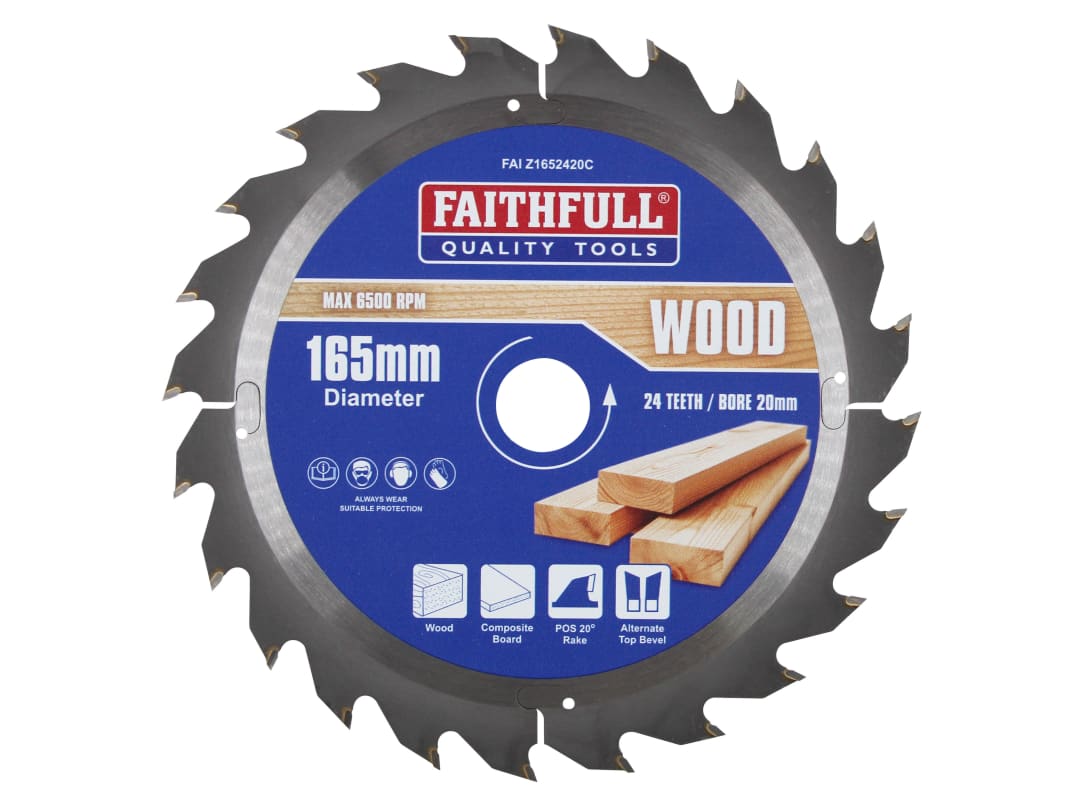 Faithfull TCT Cordless Trimsaw Blade 165 x 20mm x 24T POS FAIZ1652420C