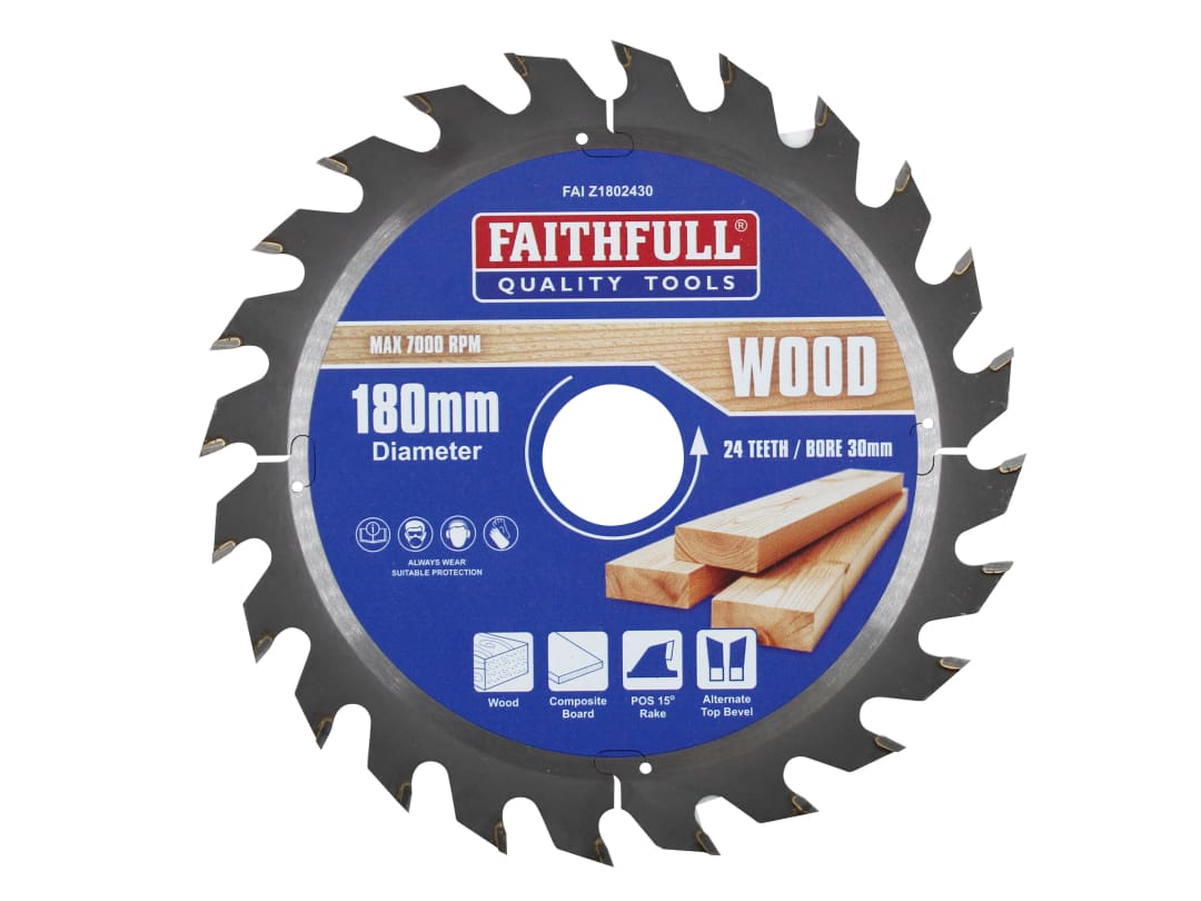 Faithfull TCT Circular Saw Blade 180 x 30mm x 24T POS FAIZ1802430