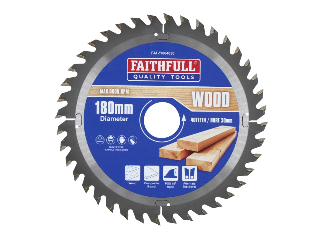Faithfull TCT Circular Saw Blade 180 x 30mm x 40T POS FAIZ1804030