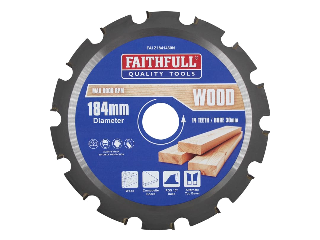 Faithfull TCT Circular Saw Blade Nail Cutting 184 x 30mm x 14T NEG FAIZ1841430N