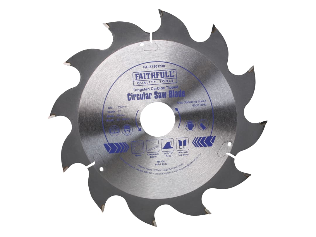 Faithfull TCT Circular Saw Blade 190 x 30mm x 12T POS FAIZ1901230