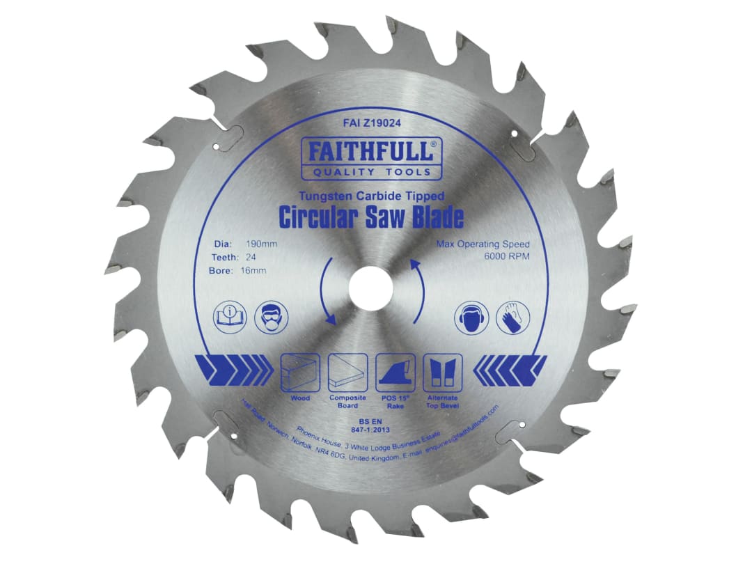Faithfull TCT Circular Saw Blade 190 x 16mm x 24T POS FAIZ19024