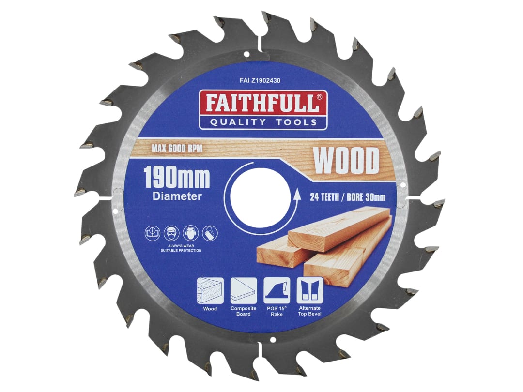 Faithfull TCT Circular Saw Blade 190 x 30mm x 24T POS FAIZ1902430