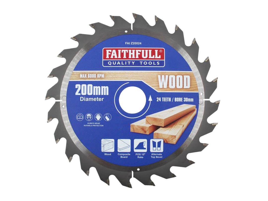 Faithfull TCT Circular Saw Blade 200 x 30mm x 24T POS FAIZ20024