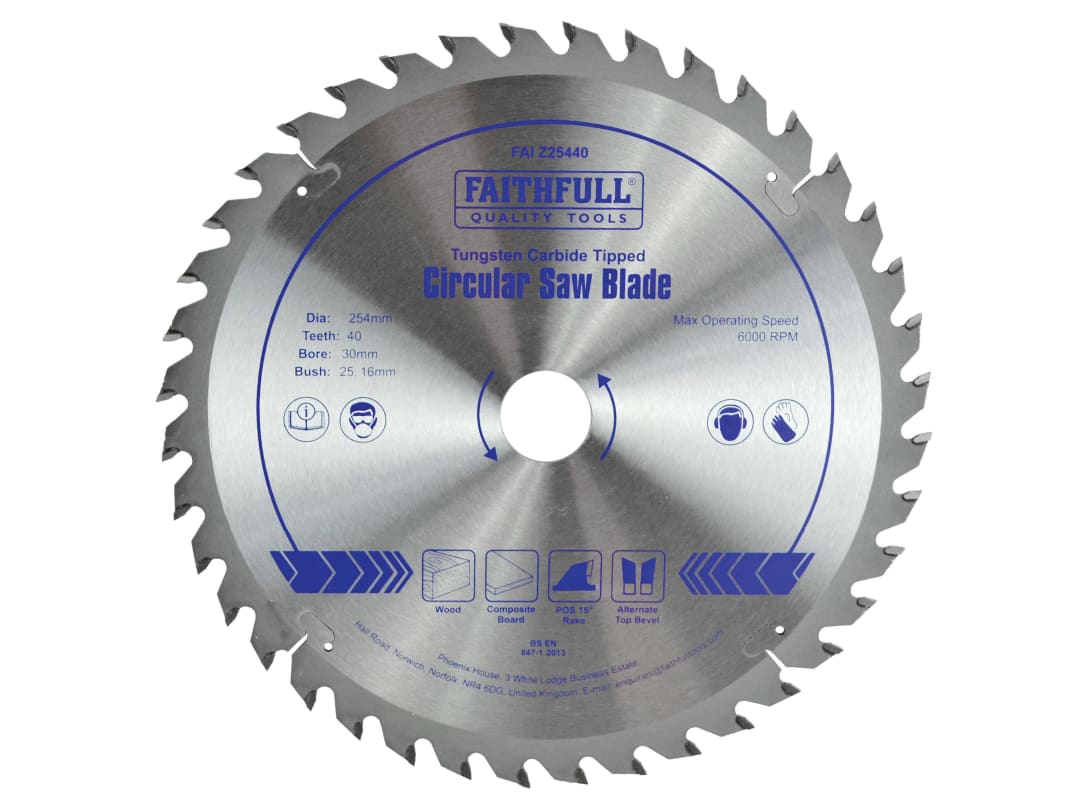 Faithfull TCT Circular Saw Blade 254 x 30mm x 40T POS FAIZ25440