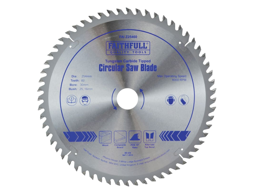 Faithfull TCT Circular Saw Blade 254 x 30mm x 60T POS FAIZ25460