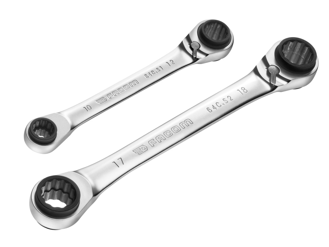 Facom Quatro Ratcheting Spanner Set, 2 Piece 64C.J2PB