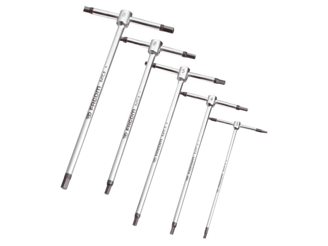 Facom T-Handle Metric Hexagon Key Set, 5 Piece 84TC.JE5
