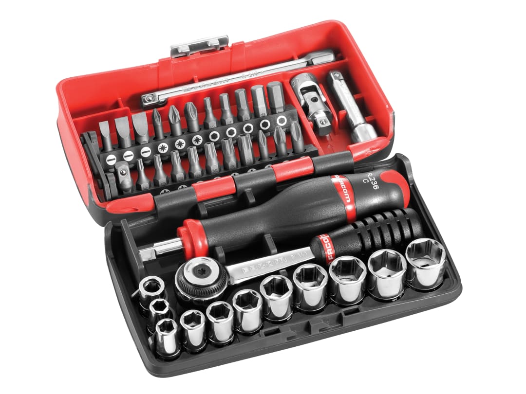 Facom 1/4in Drive R2NANO Socket Set, 38 Piece R2NANO