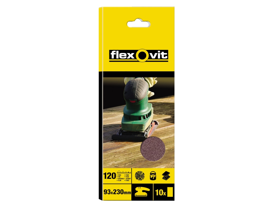 Flexovit 1/3 Sanding Sheets Plain Fine 120 Grit (Pack 10) 63642526321