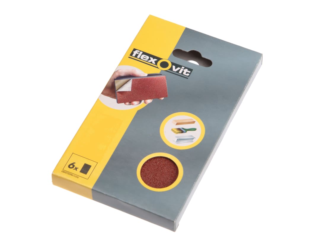 Flexovit Hook & Loop Sanding Block Refill Kit Coarse 50g (6) 63642526346
