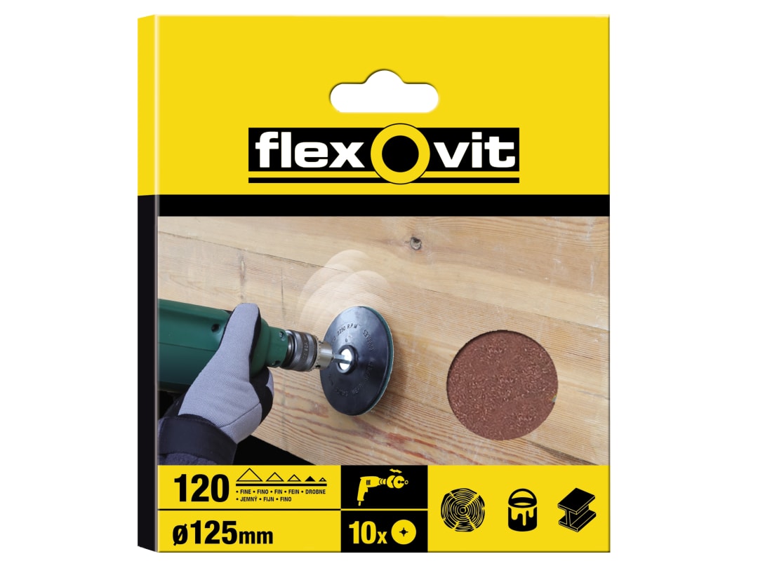 Flexovit Drill Mountable Disc 125mm Coarse 50G (Pack 10) 63642526377