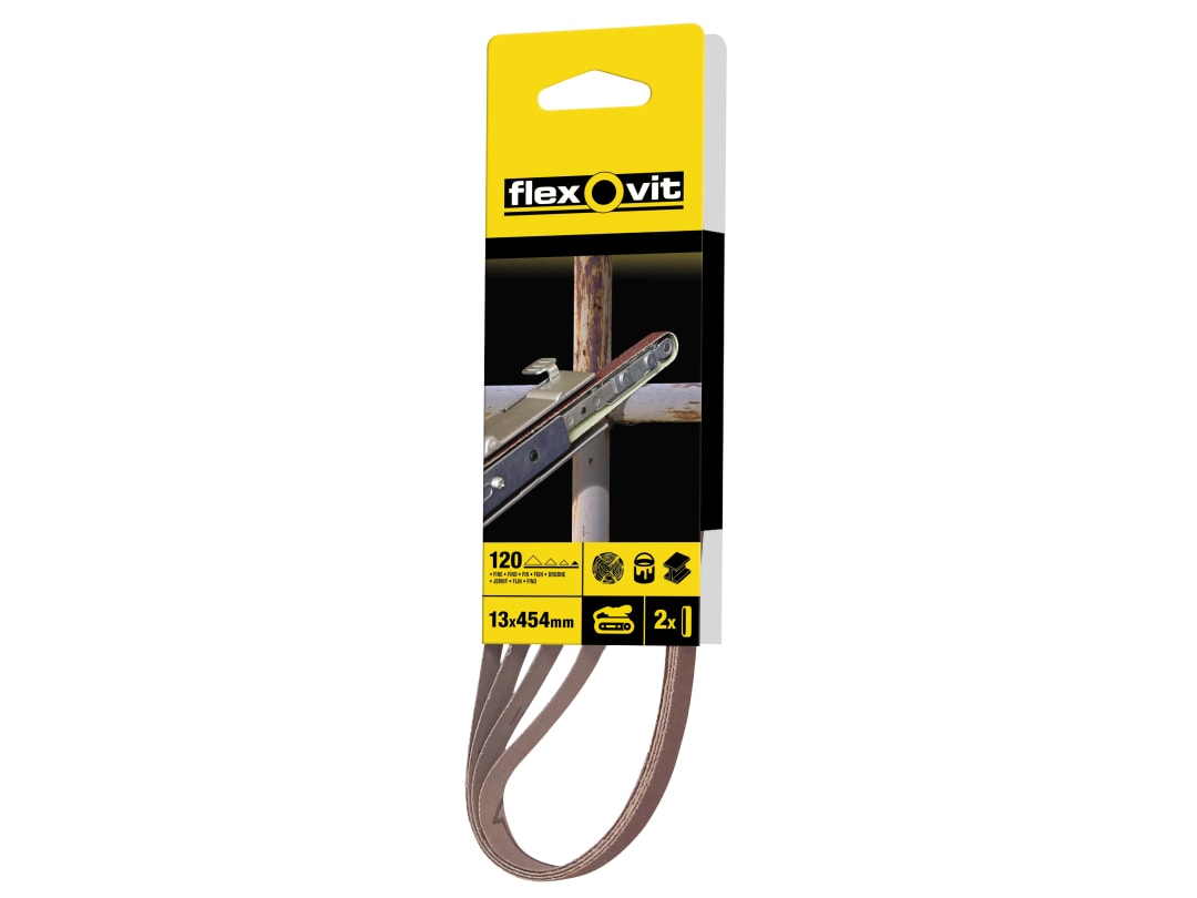 Flexovit Powerfile Sanding Belt 454mm x 13mm Fine 120g (Pack 4) 63642526460
