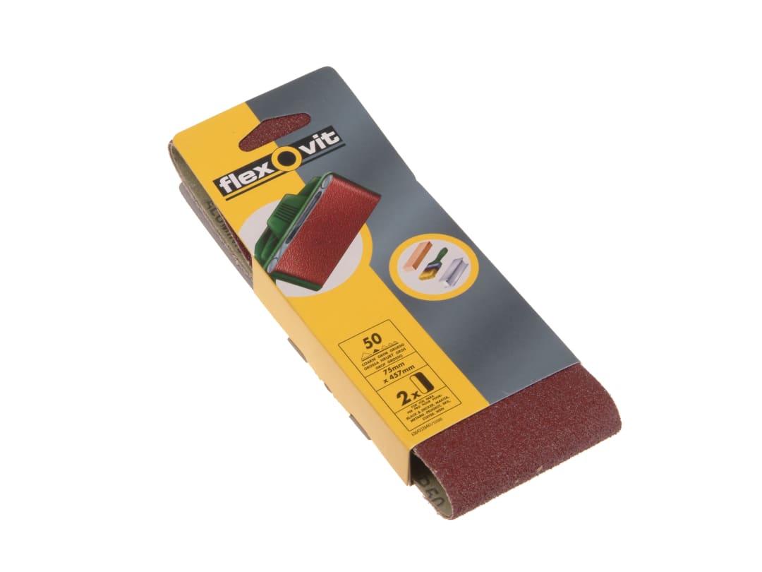 Flexovit Cloth Sanding Belt 457 x 75mm Medium 80G (Pack 2) 63642526463