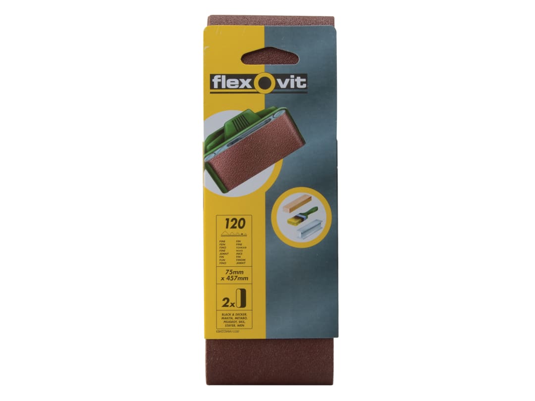 Flexovit Cloth Sanding Belt 457 x 75mm Fine 120G (Pack 2) 63642526464