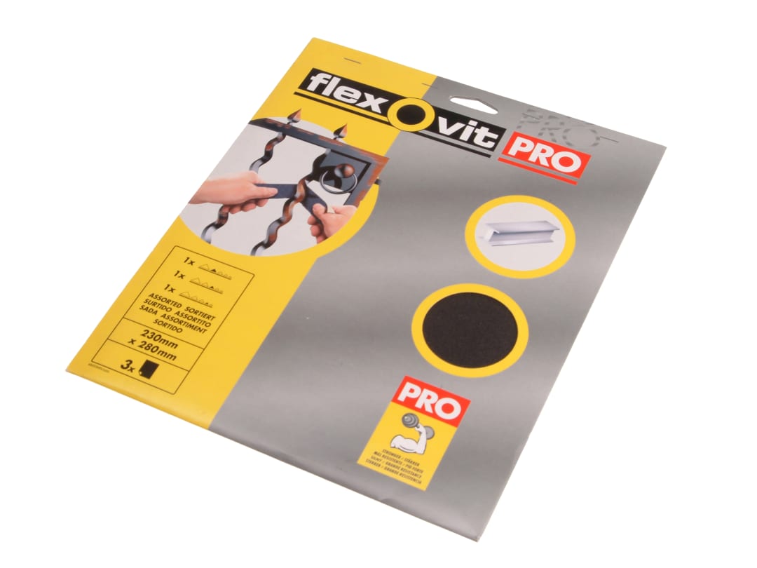 Flexovit Emery Cloth Sanding Sheets 230 x 280mm Assorted (3) 63642526493