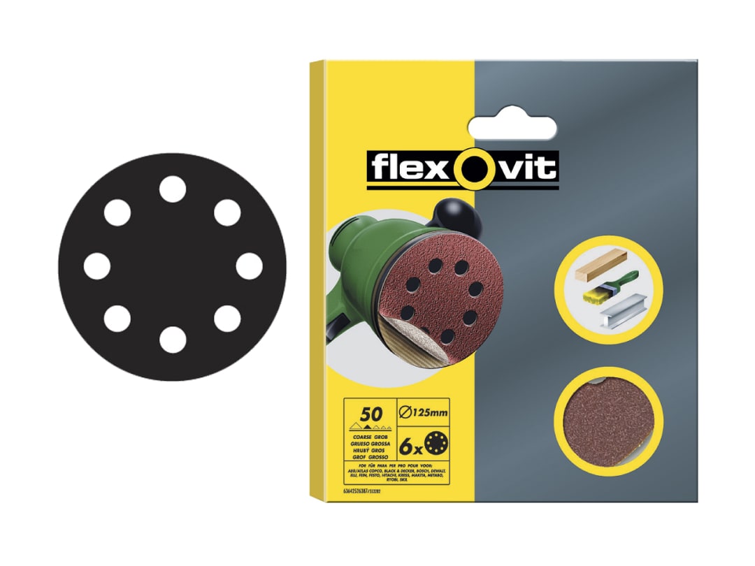 Flexovit Hook & Loop Sanding Disc 125mm Assorted (Pack 25) 63642526710