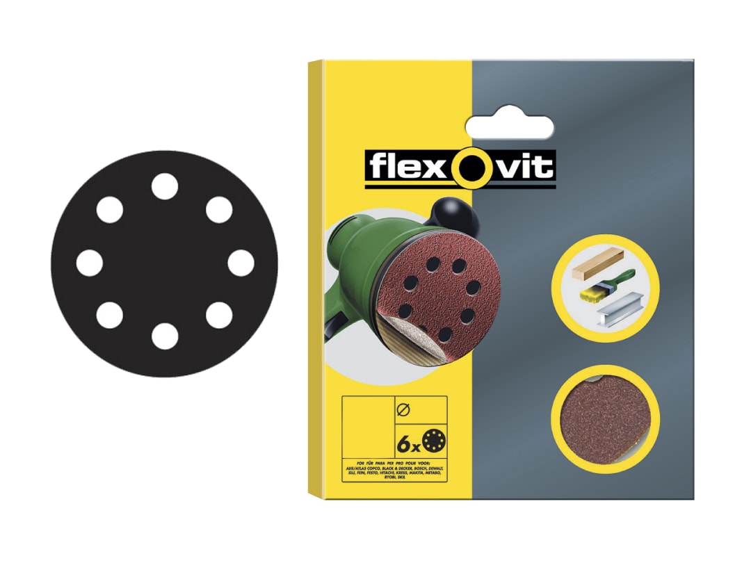 Flexovit Hook & Loop Sanding Disc 115mm Medium 80G (Pack 6) 78072764744