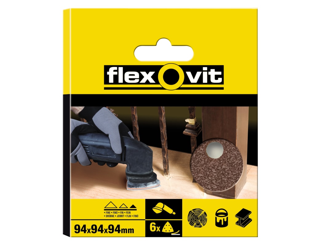 Flexovit Delta Hook & Loop Sanding Sheet 94mm Coarse 60G (Pack 6) 78072764912