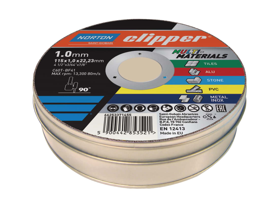 Flexovit Clipper® Multi-Materials Cutting Discs 115 x 22.23mm (Tin of 10) 66252839907