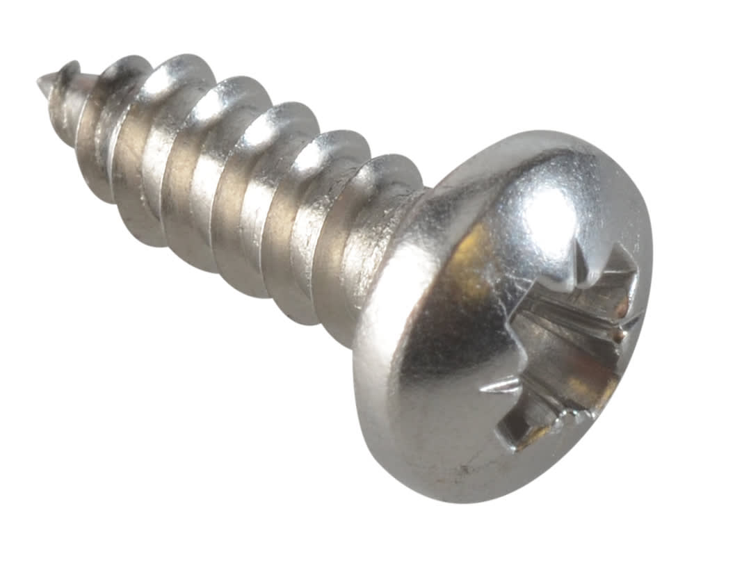 ForgeFix Self-Tapping Screw Pozi Compatible Pan Head SS 1/2in x 8 ForgePack 40 FPSTPP128SS