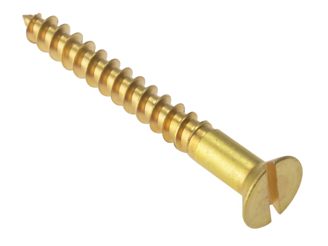 ForgeFix Wood Screw Slotted CSK Solid Brass 1.1/2in x 12 Box 200 CSK11212BR