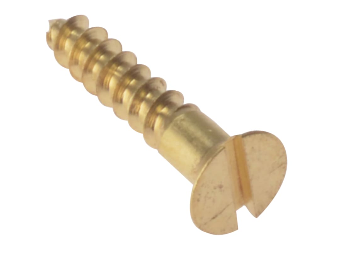 ForgeFix Wood Screw Slotted CSK Solid Brass 1/2in x 6 Box 200 CSK126BR