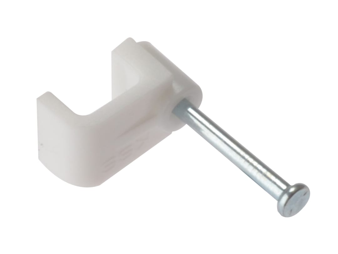 ForgeFix Cable Clip Flat White Bellwire Box 100 FCCBW