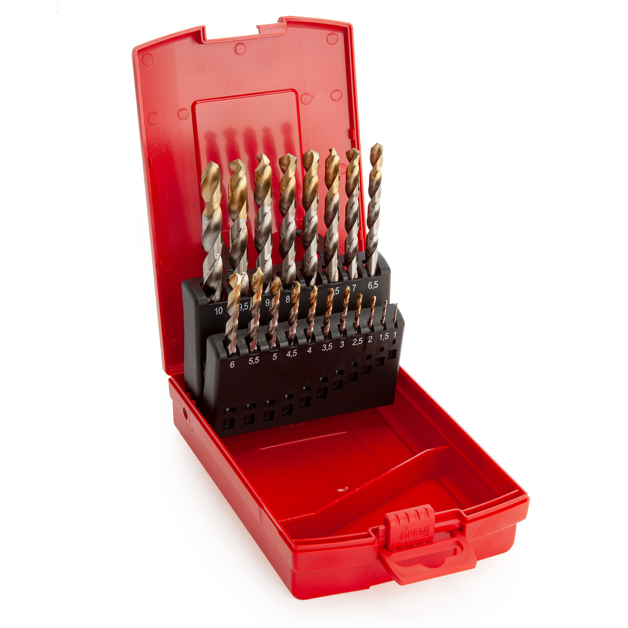 Dormer A095 Set 201 A002 HSS TiN Coated Jobber Drill Set of 19 1.0-10.0 x 0.5mm A095201