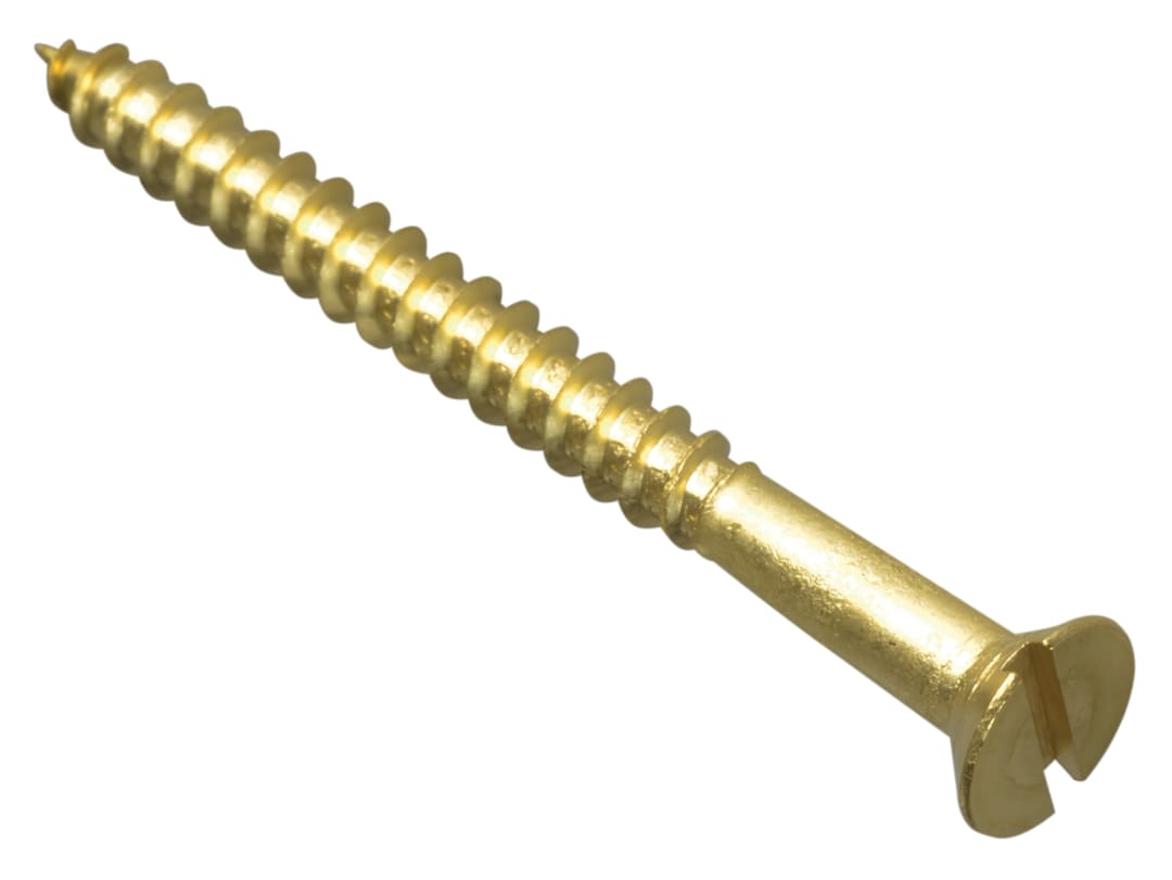ForgeFix Wood Screw Slotted CSK Brass 2.1/2in x 12 ForgePack 4 FPCSK21212BR