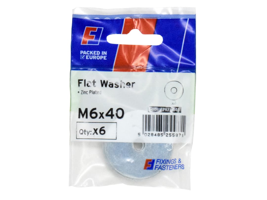 ForgeFix Flat Washers ZP M6 x 40mm ForgePack 6 FPKFW640